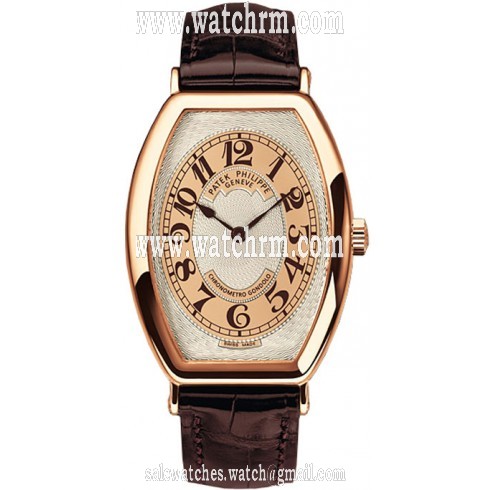 Patek Philippe Gondolo Silver Brown Dial 18kt Rose Gold Brown Leather Men's Watch 5098R