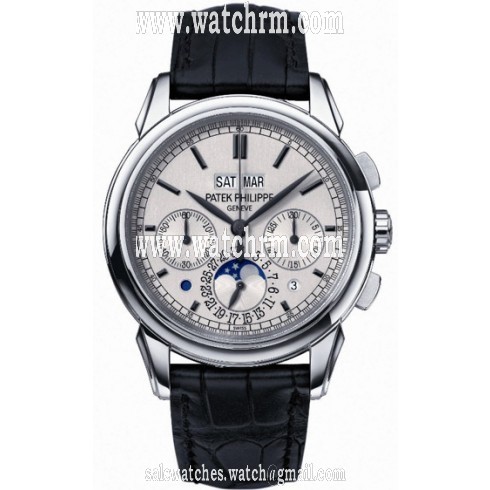 Patek Philippe Grand Complication Silver Dial Chronograph 18kt White Gold Black Leather Men's Watch 5270G-001