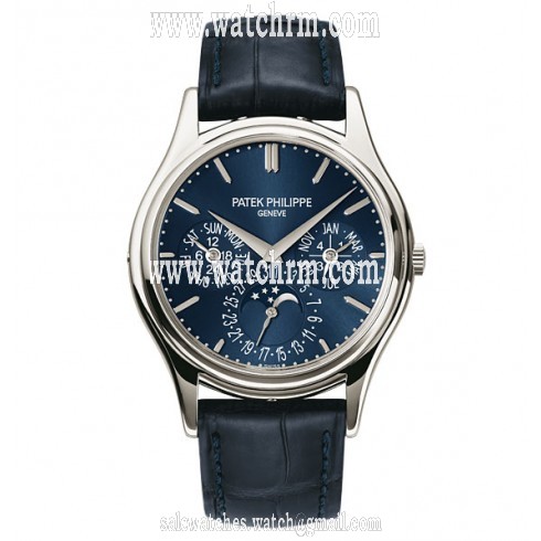 Patek Philippe Grand Complications Blue Dial Platinum Blue Leather Men's Watch 5140P