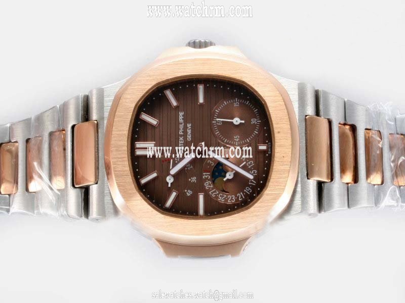 Patek Philippe Nautilus 5712/1A 42x38mm Brown Dial Rose Gold Rose Gold Strap Watch