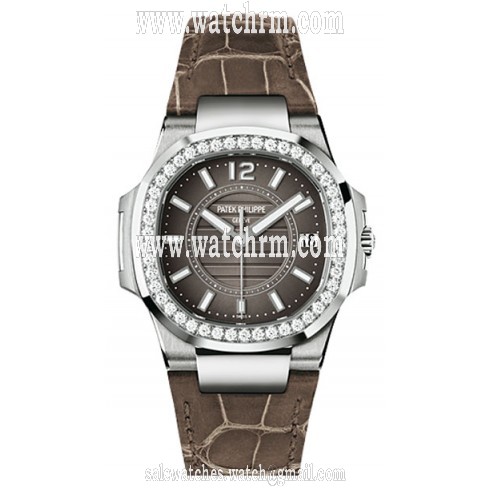 Patek Philippe Nautilus Anthracite Gray, Brown Leather Ladies Watch 7010G-010
