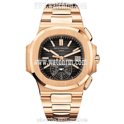 Patek Philippe Nautilus Black Dial 18kt Rose Gold Chronograph Automatic Men's Watch 5980-1R-001