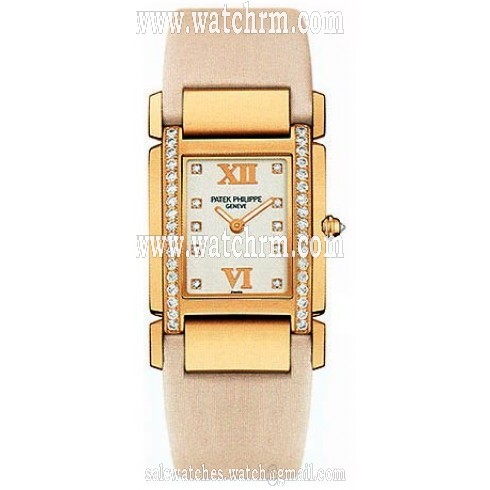 Patek Philippe Twenty 4 18kt Rose Gold Vanilla Strap Diamond Ladies Watch 4920R