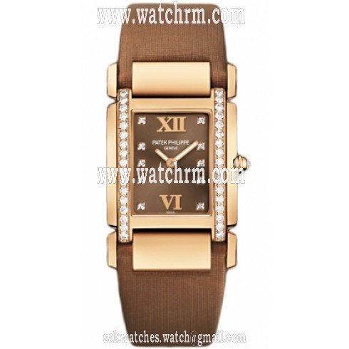 Patek Philippe Twenty 4 Diamond Brown Dial Rose Gold Ladies Watch 4920R/001
