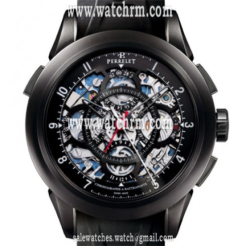 Perrelet Split Second Chronograph Skeleton Dial Automatic Men's Watch A1045-2
