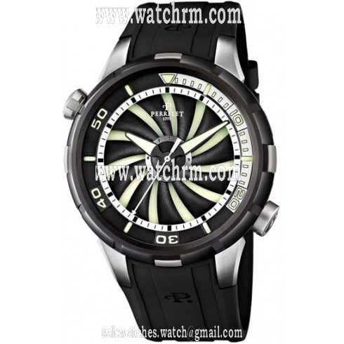 Perrelet Turbine Black Superluminova Dial Automatic Men's Watch A1067-1