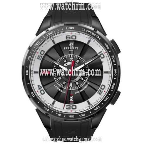 Perrelet Turbine Chronograph Black and White Dial Automatic Men's Watch A1075-1