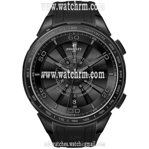 Perrelet Turbine Chronograph Black Dial Automatic Men's Watch A1079-1