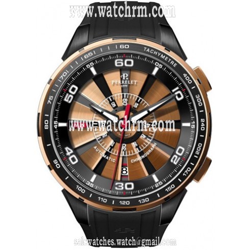 Perrelet Turbine Chronograph Pink Gold Dial Automatic Men's Watch A3036-2