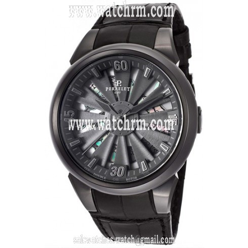 Perrelet Turbine Snake Automatic Black Dial Black Leather Men's Watch A8001-1