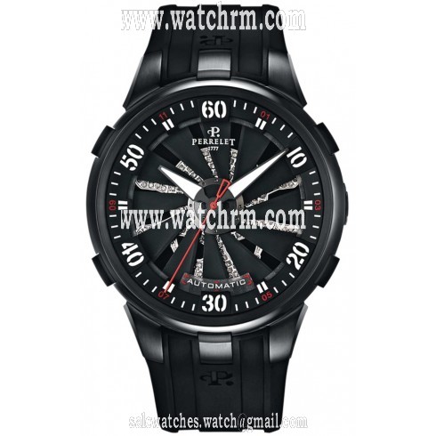 Perrelet Turbine Toxic Black Dial Automatic Mens Watch A4023-1