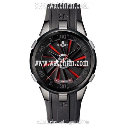 Perrelet Turbine XL Black and Red Dial Automatic Men's Watch A1050-6