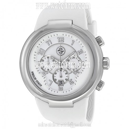 Philip Stein Active Silver and White Mother of Pearl Dial Rubber Unisex Watch 32-AW-RWX