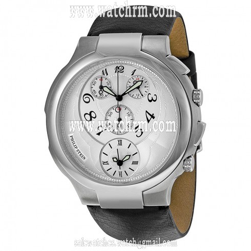 Philip Stein Chronograph White Dial Black Leather Strap Ladies Watch 9-CRW3-CB