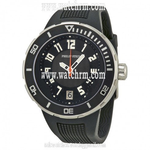 Philip Stein Extreme Black Dial Black Rubber Strap Men's Watch 34-BB-RB