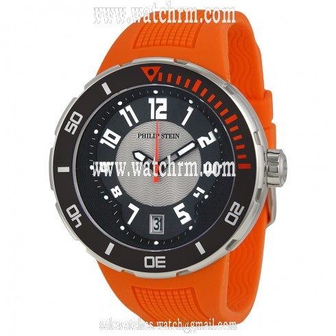 Philip Stein Extreme Orange Rubber Strap Men's Watch 34-BRG-RO