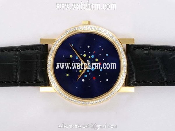 Piaget Altiplano 12252 Blue Dial Black Cow Leather Strap Round Watch