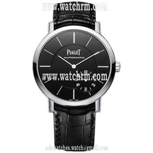 Piaget Altiplano Automatic Black Dial Black Leather Men's Watch G0A37126
