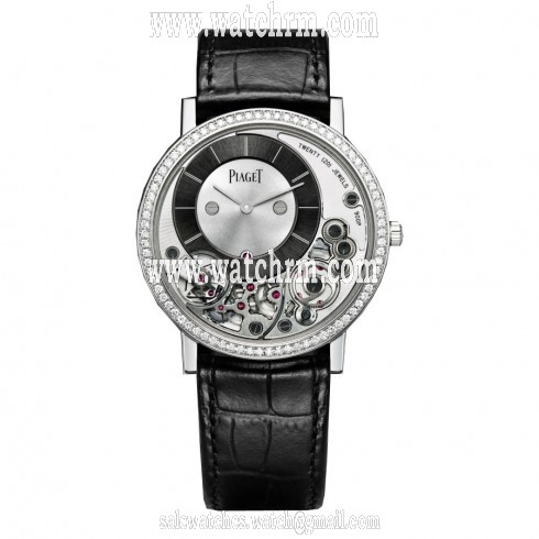 Piaget Altiplano Black and Silver Dial 18K White Gold Diamond Men's Watch GOA39112
