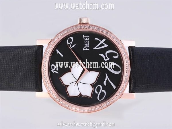 Piaget Altiplano G0A32077 Black Cow Leather Strap Black Dial Round Watch
