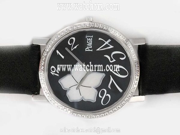 Piaget Altiplano G0A32077 Black Ostrich Leather Strap Black Dial Round Watch