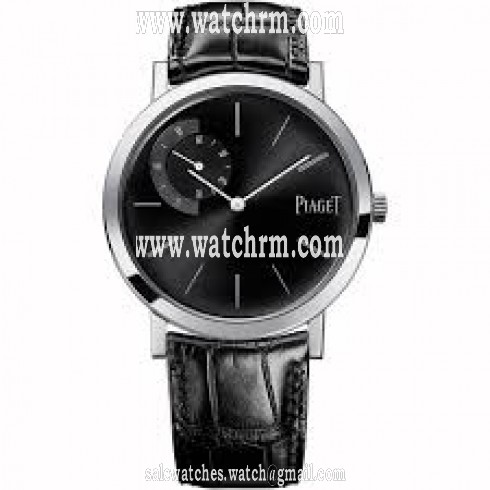 Piaget Altiplano Mechanical Black Dial Black Leather Men's Watch G0A34114