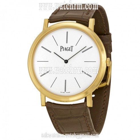 Piaget Altiplano Mechanical White Dial Leather Strap Mens Watch G0A29120