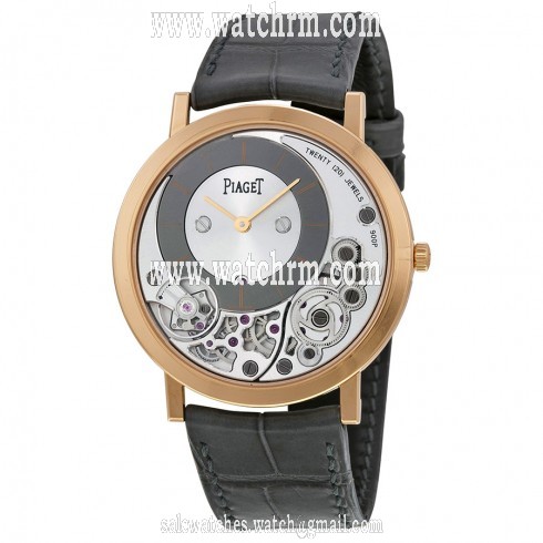 Piaget Altiplano Silver and Black Dial 18K Rose Gold Men's Watch GOA39110