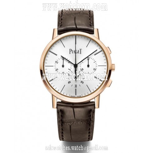 Piaget Altiplano Silver Dial 18K Rose Gold Leather Men's Watch GOA40030