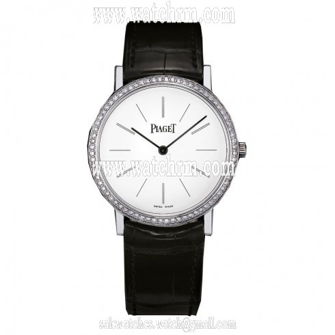 Piaget Altiplano White Dial 18K White Gold Diamond Ladies Watch GOA29165