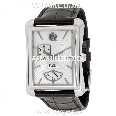Piaget Black Tie Emperador Silver Dial Black Leather Watch G0A33069