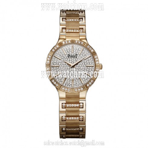Piaget Dancer Diamond Pave Dial 18K Rose Gold Ladies Watch GOA37053