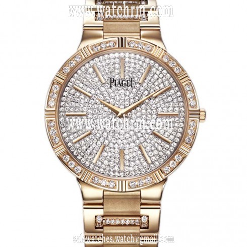 Piaget Dancer Diamond Pave Dial 18K Rose Gold Men's Watch GOA37054