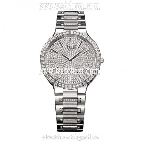 Piaget Dancer Diamond Pave Dial 18K White Gold Men's Watch GOA34054