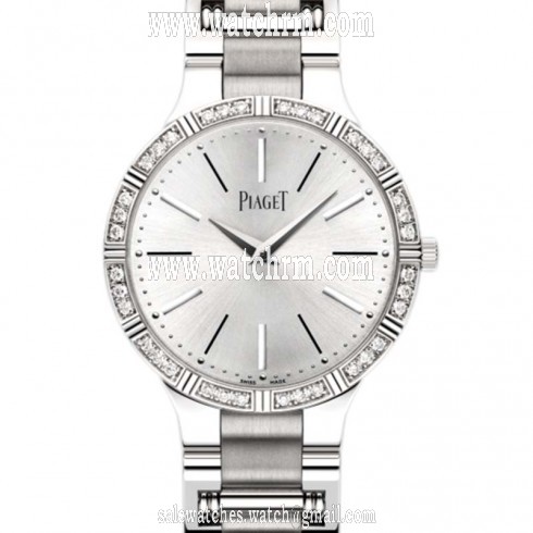 Piaget Dancer Silver Dial White Gold Bracelet Diamond Ladies Watch G0A38052