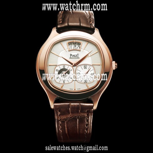 Piaget Emperador Automatic Silver Dial Brown Leather Men's Watch G0A32017