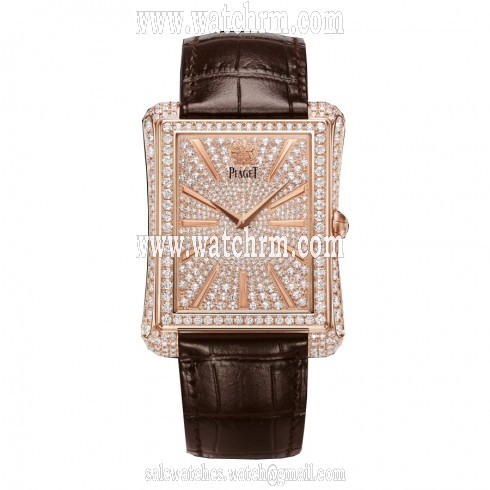 Piaget Emperador Diamond Pave Dial 18K Rose Gold Automatic Men's Watch GOA33076