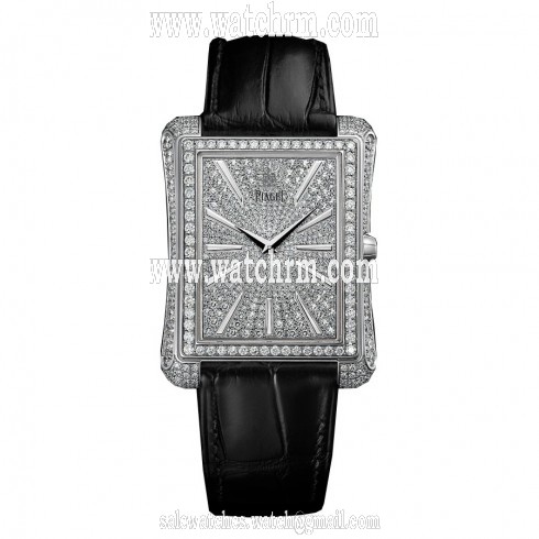 Piaget Emperador Diamond Pave Dial 18K White Gold Automatic Men's Watch GOA33075
