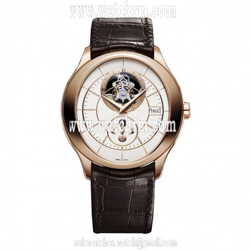 Piaget Gouverneur Silver Guilloche Dial 18K Rose Gold Men's Watch GOA37114