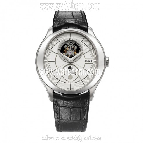 Piaget Gouverneur Silver Guilloche Dial 18K White Gold Men's Watch GOA38114
