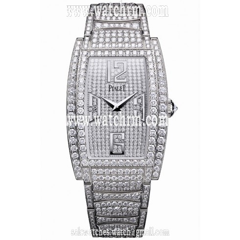 Piaget Limelight Diamond Pave Dial 18kt White Gold Diamond Ladies Watch GOA36195