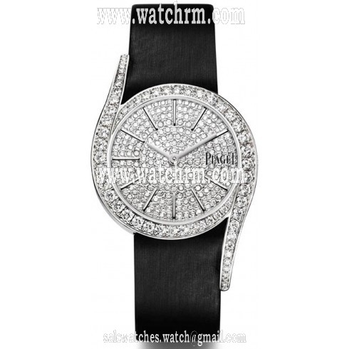 Piaget Limelight Gala Diamond Dial Black Satin Strap Ladies Watch G0A38162