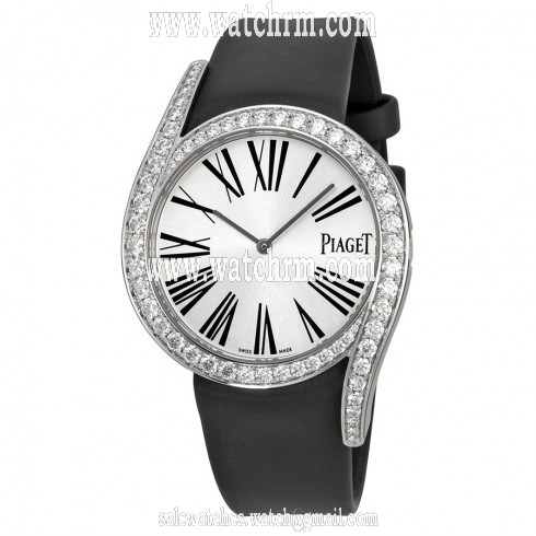 Piaget Limelight Gala Silver Dial Black Satin Strap Ladies Watch G0A39166