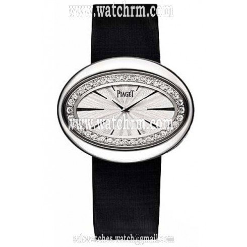 Piaget Limelight Magic Hour Silver Dial 18kt White Gold Diamond Black Satin Ladies Watch G0A32099