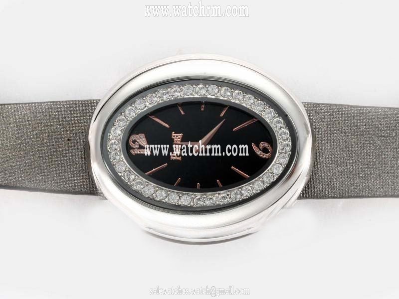 Piaget Limelight Oval-shaped G0A31059 Black Dial Stainless Steel with Diamond Bezel Watch