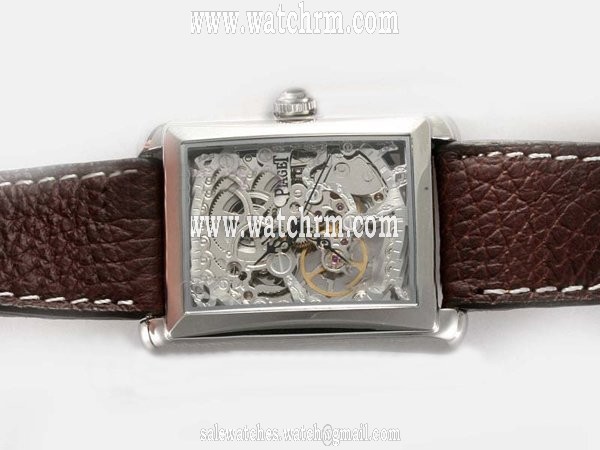 Piaget Piaget 20083 White Dial Brown Crocodile Leather Strap Rose Gold Bezel Watch