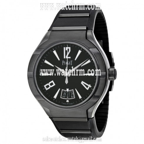 Piaget Polo FortyFive Automatic Black Dial Rubber Men's Watch G0A37003