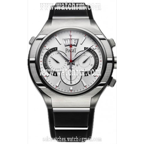 Piaget Polo FortyFive Automatic Silver Dial Black Rubber Men's Watch G0A34001
