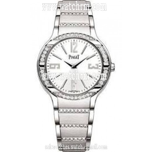 Piaget Polo Silver Dial 18K White Gold Diamond Ladies Watch G0A36233