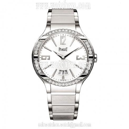 Piaget Polo Silver Dial 18K White Gold Diamond Men's Watch GOA36223